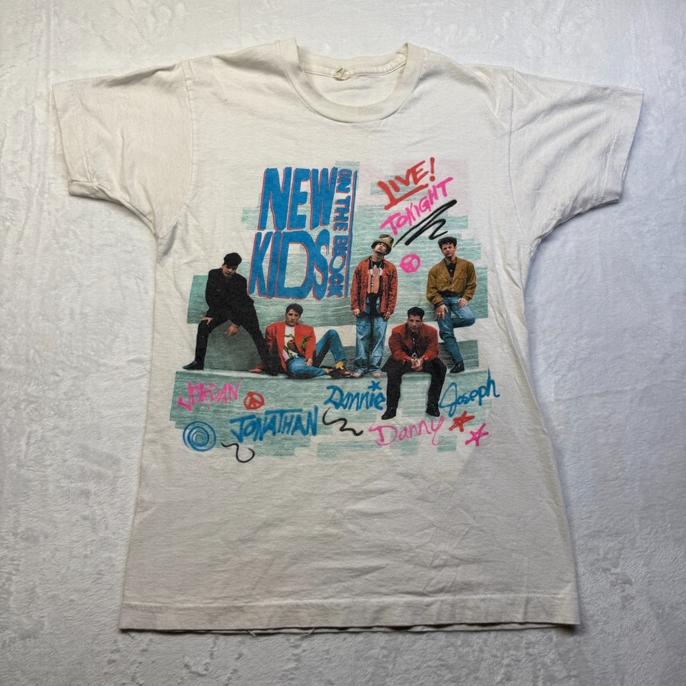 VTG New Kids On The Block Shirt Mens Large No More Games‎ Tour USA Made 90s WORN
